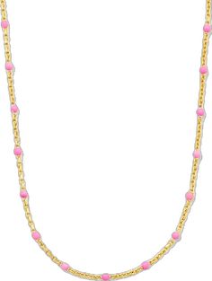 Luxury Pink Chain Necklace, Pink Jewelry With Gold Chain, Necklace Kendra Scott, Pink Enamel, Kendra Scott Jewelry, Metal Necklaces, Christmas Wishlist, Kendra Scott, Gold Vermeil