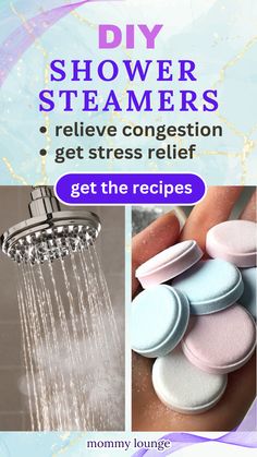 an advertisement for shower steamers with the words get the recipes and instructions below it