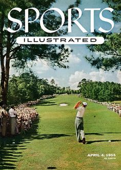 the cover of sports illustrated magazine showing a man playing golf in front of an audience