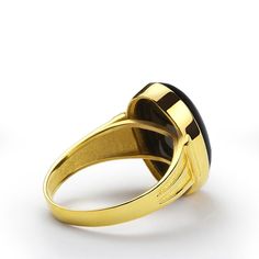 Metal: 14k Yellow Gold Onyx: 1.3cm x 1.8cm (0.5" x 0.7") shape - Oval cabochon setting type - bezel setting Product weight: 5.00 gr See More Categories Onyx Gold Rings 14K Gold Rings Onyx Rings Yellow Gold Rings Gold Rings Add to your edgy sense of style with this ring, featuring a 14k yellow gold band, the ring boasts an oval cabochon black onyx stone. Add this piece to your next night out on the town for a complete and stylish look.-------------------------------------------------------------- Luxury Yellow Gold Onyx Ring, Luxury Yellow Gold Men's Ring With Onyx, Luxury Cabochon Signet Ring For Formal Occasions, Formal Domed Signet Ring With Cabochon, Formal 14k Gold Polished Opal Ring, Formal Black Dome Ring With Polished Finish, Elegant Yellow Gold Onyx Signet Ring, Formal 14k Gold Opal Ring With Polished Finish, Elegant Yellow Gold Signet Ring With Onyx