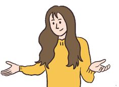 a woman in a yellow shirt is holding her hands out