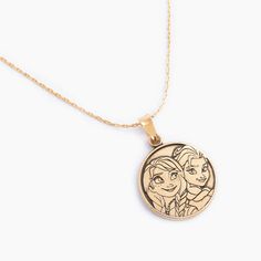 A sister’s love is the strongest bond. Layer this Disney® Frozen Pendant Necklace with your favorite neck stack! This necklace features an engraved portrait of Anna and Elsa on a delicate gold chain with an adjustable length closure. Keep the magic close. Neck Stack, Jewelry Style Guide, Delicate Gold Chain, Glam Gifts, Anna And Elsa, Animal Symbolism, Charm Rings, Halloween Jewelry, Charm Bangle