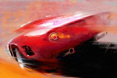 an abstract painting of a red sports car