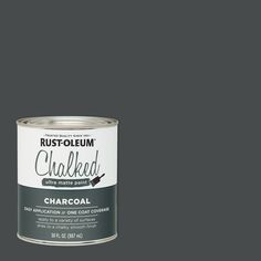 a can of charcoal gray paint with the words chalked in black lettering on it