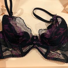 New Without Tag Lightly Padded Black And Purple Silk Lining Size 32c Black And Purple, Purple Silk, Agent Provocateur, Women's Intimates, Outfit Ideas, Silk, Bra, Purple, Women Shopping