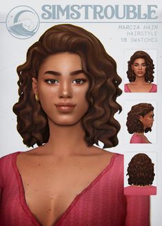 an animated image of a woman's face with different hair types and hairstyles