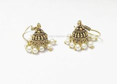 Beautiful Handmade Oxidized Jhumkas Earrings,Light Weight Earrings,White Beads Jhumkas Earrings. Metal - Alloy Oxidized Jhumkas, Jhumkas Earrings, Kundan Jewelry, Small Boho, Golden Earrings, Earrings Metal, Jhumka Earrings, Earrings White, Kundan Jewellery