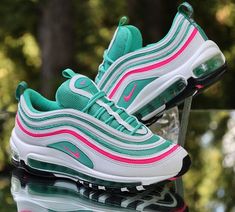 Nike Sneakers For Outdoor Use In Spring, Nike Sneakers For Outdoor Spring Activities, Summer Sports Sneakers With Air Max Cushioning, Nike Sneakers With Air Cushioning For Summer, Bullet Train, Nike Air Max 97, South Beach, Sneaker Head, Acrylic Paint