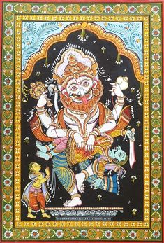 Divine Paintings, Pattachitra Art, Lord Narasimha, Hindu Cosmos, Phad Painting, Ancient Indian Art, Indian Wall Art, Bengali Art