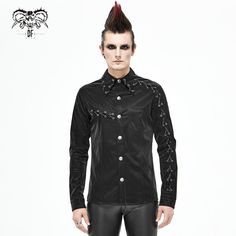 Sht066 Punk Chain Drawstring Men Shirts Shirts With Chains, Punk Rock Style, Slim Fit Shirts, Punk Rock Outfits, Black Punks, Rock Outfits, Punk Rock Fashion, Fashion Now, Style Punk