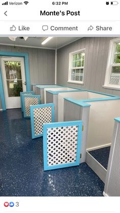 an image of a room that has been painted blue and white