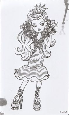 a drawing of a girl with high heels and a tiara