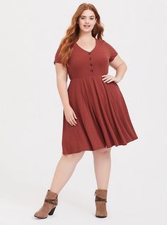 Brick Red Rib Button Down Skater DressPlus Size Brick Red Rib Button Down Skater Dress, Plus Size Skater Dress, Jersey Shirt Dress, Black Lace Midi Dress, Knit Skater Dress, Button Front Shirt Dress, Mesh Bodycon Dress, Mesh Maxi Dress, Trapeze Dress, Tiered Maxi Dress