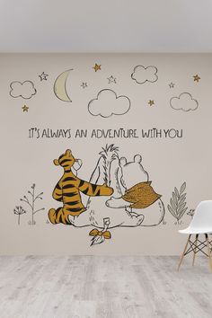 winnie the pooh and tigger wall decal in a children's room