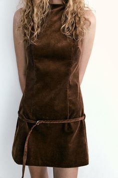 BELTED CORDUROY DRESS - Brown | ZARA United States Dress Zara, Cargo Shirts, Shirt Blouses Tops, Cardigan Sweater Dress, Corduroy Dress, Leather Shirt, Dresses Women, Puffer Coat