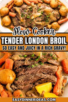 slow cooker tender london broil is so easy and juicy in a rich gravy