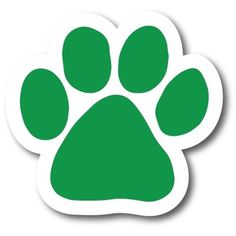 a green paw sticker on a white background