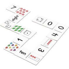 four matching cards with numbers and shapes