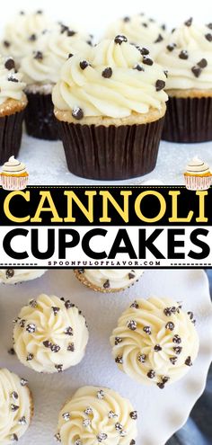 These Cannoli Cupcakes are easy to make sweet treats made with light cinnamon cake and a creamy mascarpone frosting. These homemade cupcakes make an easy holiday baking recipe or the best Christmas dessert recipe! Cannoli Cupcakes, Cannoli Cupcake, Homemade Cupcake Recipes, Delicious Cupcakes Recipes, Holiday Baking List, Baking List, Mascarpone Frosting, Fun Cupcake Recipes, Homemade Cupcakes