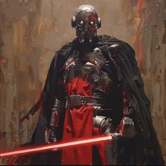 a painting of a man dressed as darth vader