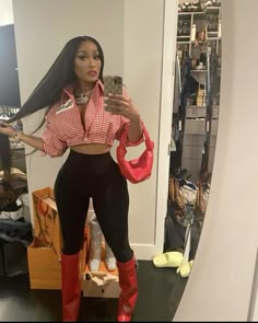 Red Shark Boots Outfit Black Women, Boujie Outfit Black Women, Pink And Red Outfit Black Women, Red Shirt Outfit Black Women, Red Accents Outfit, Red And Black Outfits Black Women, All Red Outfit Black Women, Red And White Outfit Black Women, Baddie Valentines Day Outfit