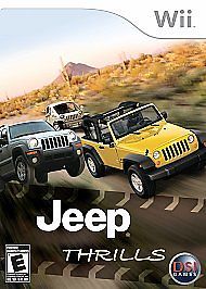 the game cover for jeep thrills, featuring two cars and an suv in motion