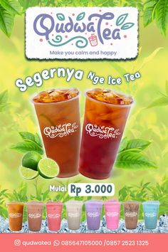 the flyer for an ice tea shop