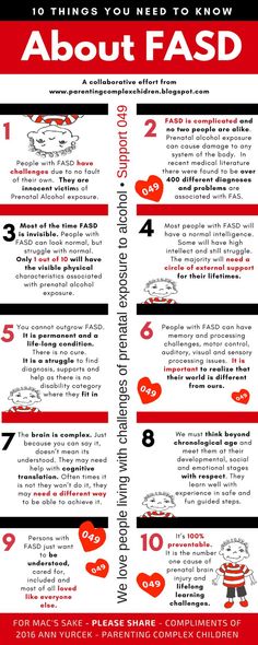 90 Real People. Real Lives – Red Shoes Rock International Relay Guest Blogger Ann Yurcek Visit her blog at Parenting Complex Children Day 10 Ten Things You Need to Know About FASD (Fetal Alcohol Sp… Fetal Alcohol Spectrum Disorder Quotes, Fetal Alcohol Disorder, Foetal Alcohol Syndrome, Prenatal Development, Fetal Alcohol Spectrum Disorder, Counselling Tools, Fetal Alcohol, Support Worker, Teaching Special Education