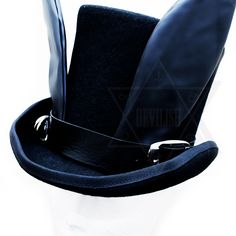 Fitted Brimmed Hat For Themed Events, Custom Black Top Hat With High Crown, Custom Black High Crown Top Hat, Custom Black Costume Hat, Custom Costume Hat With High Crown And Adjustable Fit, Custom High Crown Adjustable Costume Hats, Custom Black Brimmed Top Hat, Custom Black Top Hat With Short Brim, Messenger Hat