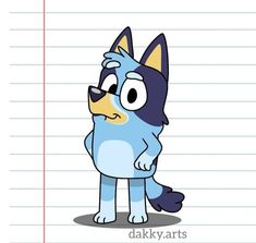 a drawing of a dog with glasses on it's head, standing in front of lined paper