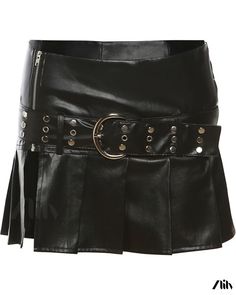 Zlily - Fashionable and Alluring High-waisted Leather Zipper Skirt Hot Skirts, Zipper Skirt, Wrap Around Skirt, Chic And Elegant, Half Skirt, Skirt Skirt, Short Skirt, Leather Zipper, Types Of Skirts