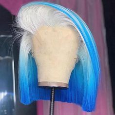 Ombre Grey to Blue Short Human Hair Wig Blunt Cut Bob Wigs 12 / 180% 4x4 Closure On Sale, Mininal Shedding, 100% Remy Human Hair, Fast Shipping, 2 to 7 Days to be Delivered. Blue Lace Front Wig, Colored Bobs, Blue Wig, Short Human Hair Wigs, Bob Lace Front Wigs, Straight Bob, Beautiful Wigs, Human Virgin Hair, Straight Lace Front Wigs