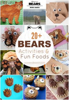 bear activities and fun foods for kids to make with paper plates, spoons and forks