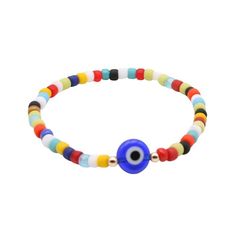 "* 3 mm Gold Filled (14/20) Beads * 4 mm Sead Beads * Evil Eye Pendant Available in Various Sizes. Please choose from drop down list. I make 6.5\" for most wrist size and 5.5\" for kid's size. To determine your bracelet size: Measure with a tape around your wrist (where you would like the bracelet to sit). If you don't have access to a measuring tape, wrap a string around your wrist and measure the length with a ruler. This is your wrist size. To determine your bracelet size add 1/2\" for a snug Colorful Beads Evil Eye Bracelet For Beach, Beach Evil Eye Bracelet With Colorful Beads, Multicolor Beaded Bracelets With Evil Eye, Casual Multicolor Beaded Evil Eye Bracelet, Casual Multicolor Evil Eye Bracelet For Beach, Adjustable Multicolor Evil Eye Beads, Multicolor Round Beads Charm Bracelet For Beach, Multicolor Charm Bracelet With Round Beads For Beach, Multicolor Evil Eye Friendship Bracelets With Round Beads