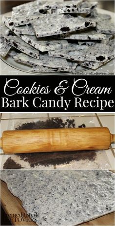 crackers and cream bark candy recipe with text overlay