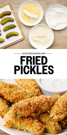 fried pickles on a plate with ranch dressing