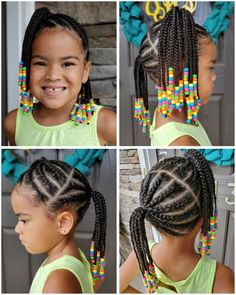 mixed biracial girl braids beads protective style cornrows pony tails Mixed Girl Braids Hairstyles, Royalty Hairstyles, Kehlani Hair, Cassie Hair, Girls Braided Hairstyles Kids, Mixed Kids Hairstyles, Mixed Girl Hairstyles, Toddler Braided Hairstyles, Scene Bangs