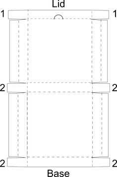 an image of a box with the measurements for each side and bottom section on it