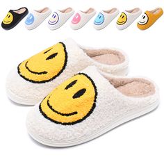 PRICES MAY VARY. Rubber sole Happy Face Slippers, Winter Pillows, Indoor Outdoor Slippers, Slides Slippers, Cute Slippers, Outdoor Slippers, Slippers For Women, Fuzzy Slippers, Fur Slippers