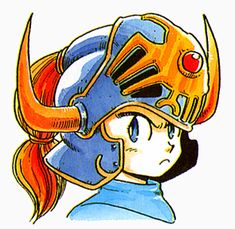 a drawing of a person wearing a helmet with horns