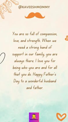 a greeting card with the words, you are so full of compassion love and strength when we need a strong hand of support in our family