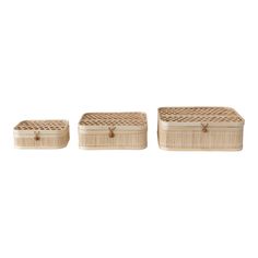 Hand - Woven Bamboo Storage Boxes with Closures, Set of 3 Bamboo Care, Bamboo Decor, Bamboo Construction, Bamboo Box, Bamboo Basket, Finishing Materials, Creative Co Op, Box With Lid, Woven Top