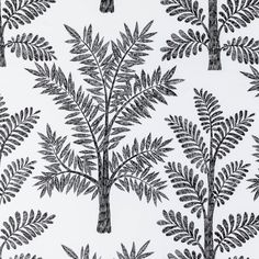 a black and white wallpaper with trees on it