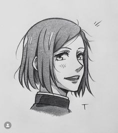 a drawing of a girl with short hair