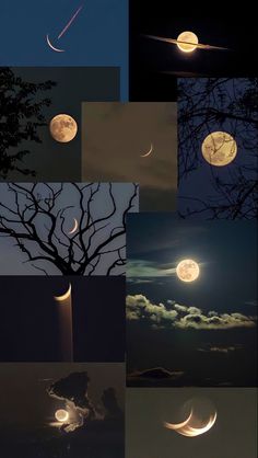 an image of the night sky with moon phases