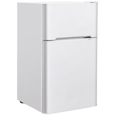 a white refrigerator freezer sitting on top of a counter