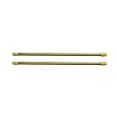 two brass rods on a white background, one is long and the other is short