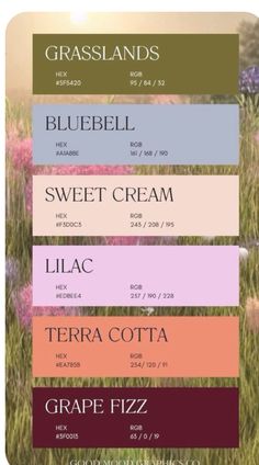 the color scheme for grassland's sweet cream, lilac, terracotta and