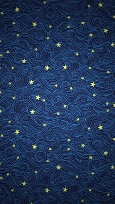 a blue background with stars and waves