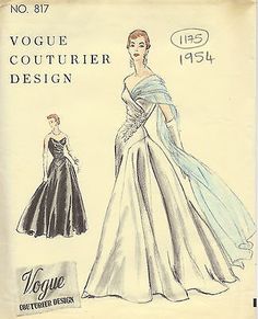 an old fashion sewing pattern for a wedding dress